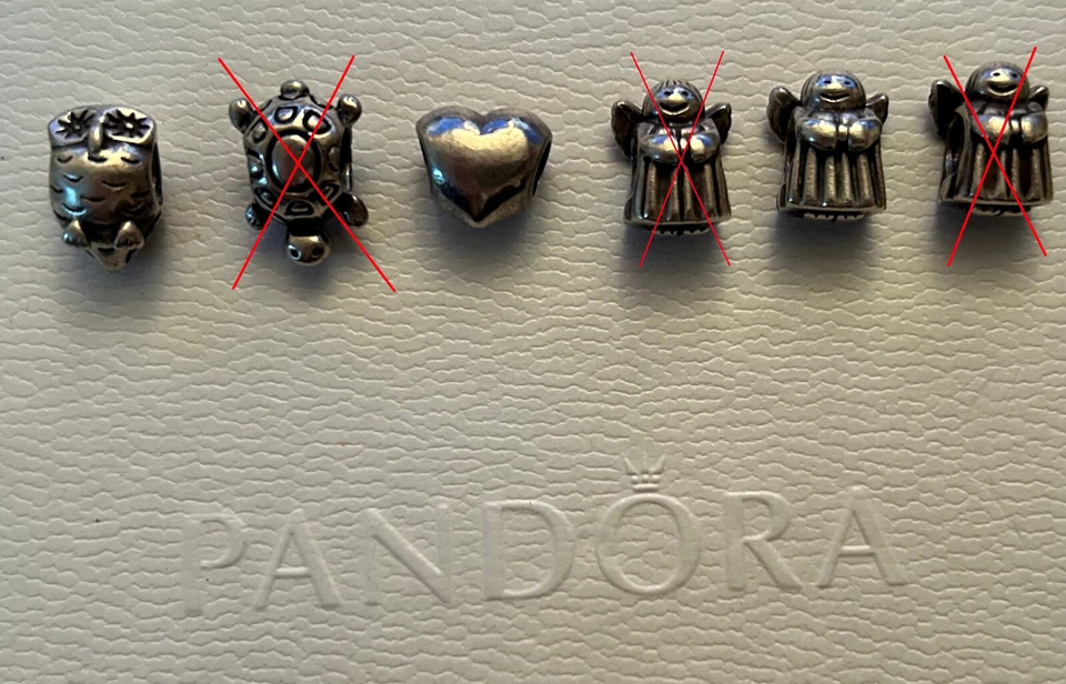 Original Pandora silberne Charms – Eule, Schutzengel, Herz 
