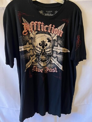 Affliction Men short sleeve shirt X-Large Live Fast Black