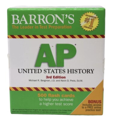 Barron's AP United States History 500 Flash Cards, 3rd Edition Test Prep EUC #1