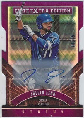 2015 PANINI-ELITE EXTRA EDITION JULIAN LEON STATUS DIE-CUT AUTO LOS ANGELES /75