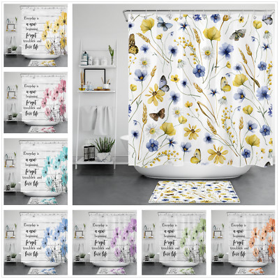 Inspirational Words Daisy Wildflower Shower Curtain Bathroom Accessories Set