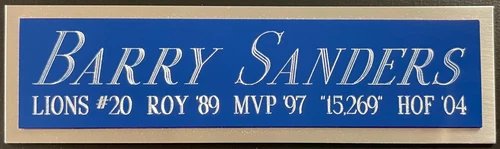 BARRY SANDERS DETROIT LIONS NAMEPLATE FOR AUTOGRAPHED SIGNED FOOTBALL JERSEY