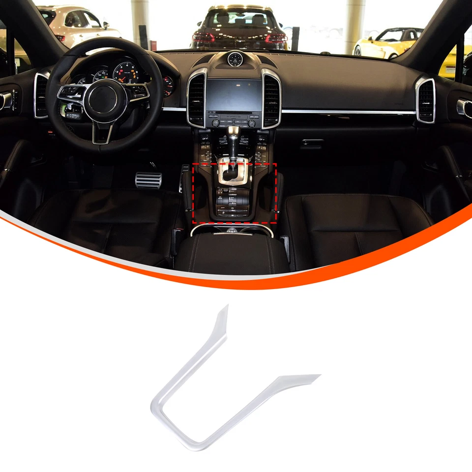 Cubierta de marco de consola central interior plateada para Porsche Cayenne 2011-2017 EE. UU. Foto 4 de 4