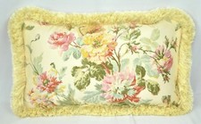 Fringed Accent Pillow made w Ralph Lauren Wentworth Floral Cotton Fabric 20x12