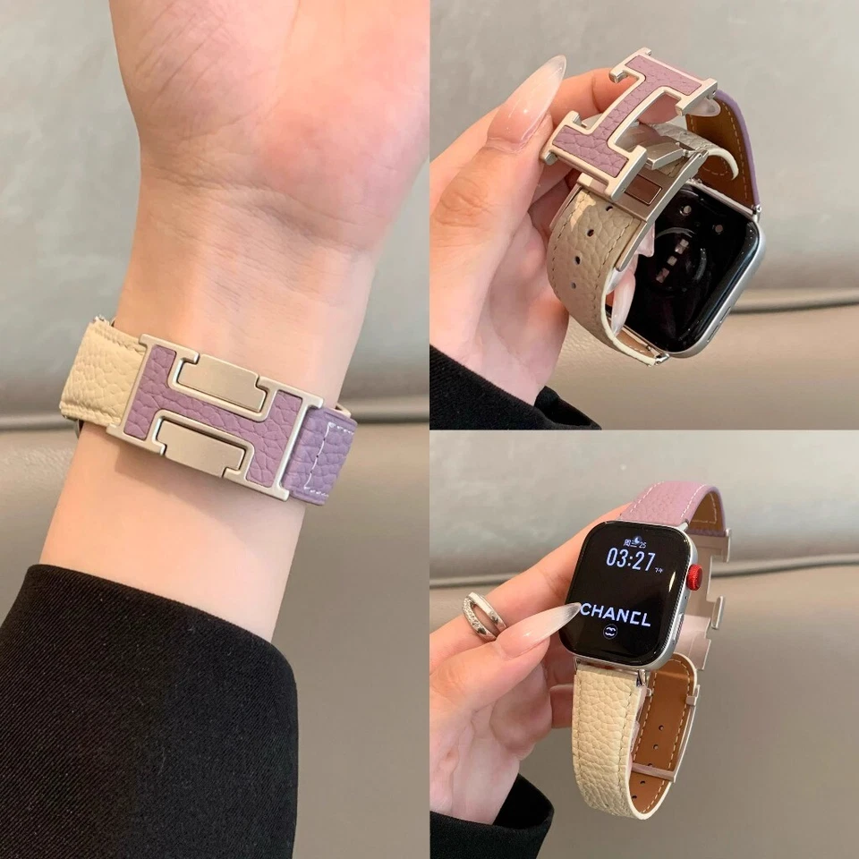 Pulseira de fivela magnética de couro para Apple Watch Series, companheiro iWatch perfeito - Imagem 2 de 4