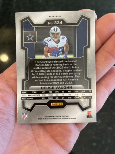 Deuce Vaughn ~ 2023 Panini Prizm ~ Rookie Pink Prizm Cowboys - Picture 2 of 2