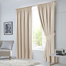 Blackout Curtains Thermal Pencil Pleat Tape Top - Energy Saving + Free Tie Backs