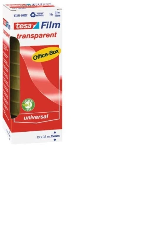 10x Tesa Office Film Tesafilm Klebeband 57371 transparent 33 m x 15 mm Schule