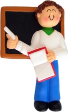 Teacher Male Brown Personalized Christmas Tree Ornament