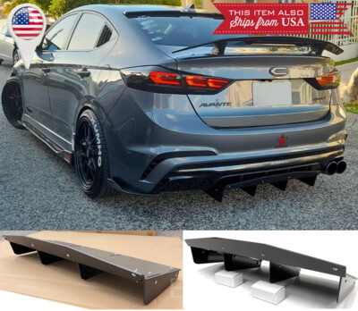 #ad #ad Black Rear Bumper Shark Fins Apron Splitter Diffusers Winglet Valence For Honda $79.98