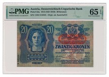 AUSTRIA banknote 20 Kronen 1919 PMG MS 65 EPQ Gem Uncirculated