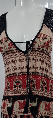 Indian Style Sleeveless Dress Boho INDIAN ELEPHANTS Band of Gypsies Bohemian - Picture 8 of 12