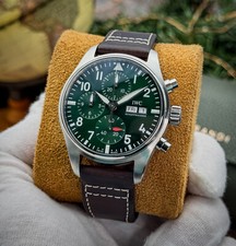 IWC Pilots Watch Green Dial Brown Leather 41mm Ref # IW388103 – Box & Papers