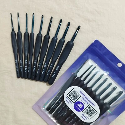 JB CROCHET Silicone Ergonomic Crochet Hooks/Needles Set of 9 Soft Touch Easy Grip Arthritis