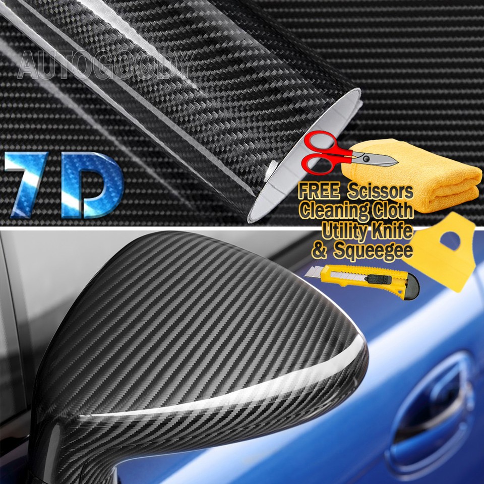 Premium Super Gloss 7D Carbon Fiber Vinyl Film Wrap Bubble Free Air Release 6D