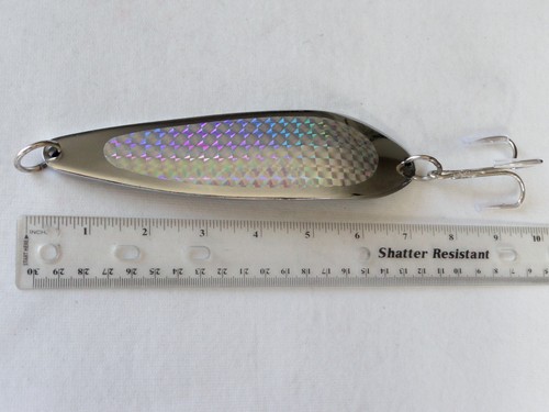 4 Pieces Casting 9oz/250g Crocodile Spoons SILVER/CHROME Saltwater Fishing Lures - Picture 2 of 3