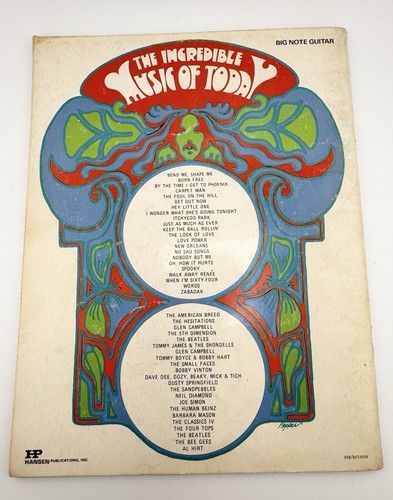Big Note Guitar The Incredible Music Of Today Sheet Neil Diamond Bee Gees Beatle - Picture 4 of 4