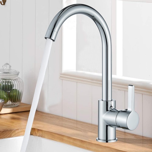Modern Kitchen Sink Mixer Taps Swivel Spout Twin Lever Tap Mono Faucet