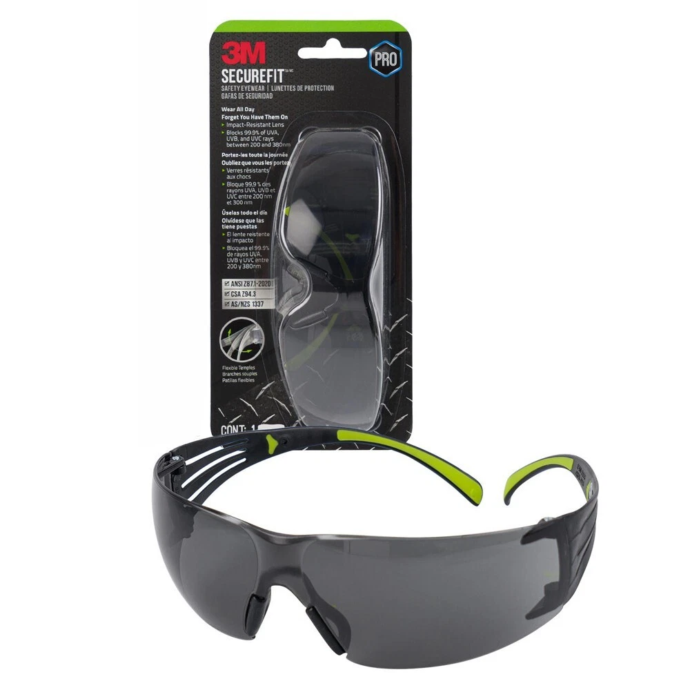 2 Pack 3M Secure Fit Protective Eyewear Anti Fog Lens Blocks 99.9
