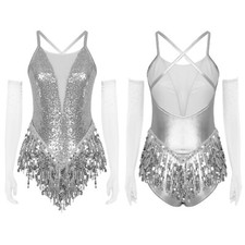 Women Dance Performance Dancewear Tango Bodysuit Salsa Cocktail Latin Unitard