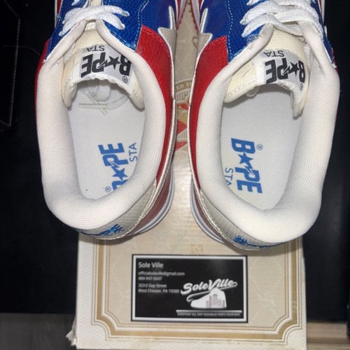 Size 7.5 Men - RARE Bapesta Red/White/Blue Snakeskin - 2005 - Picture 7 of 9