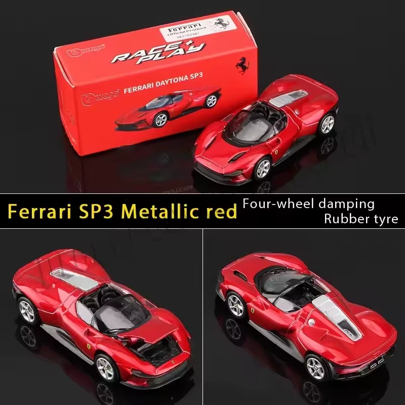 Bburago 1/64 Rojo Ferrari DAYTONA SP3 Diecast Metal Carreras Coche Deportivo Ferrari Foto 2 de 4