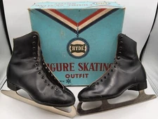 Vintage Size 4 Hyde Black Figure Skates with Sheffield Steel MK Crusader Blades