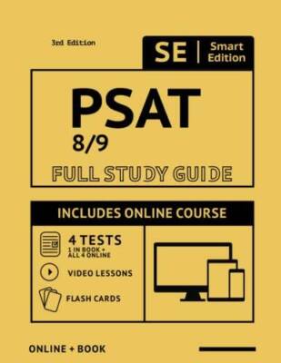 PSAT 89 Study Guide Prep: Smart Edition Academy PSAT 89 Prep Includes 4 - GOOD