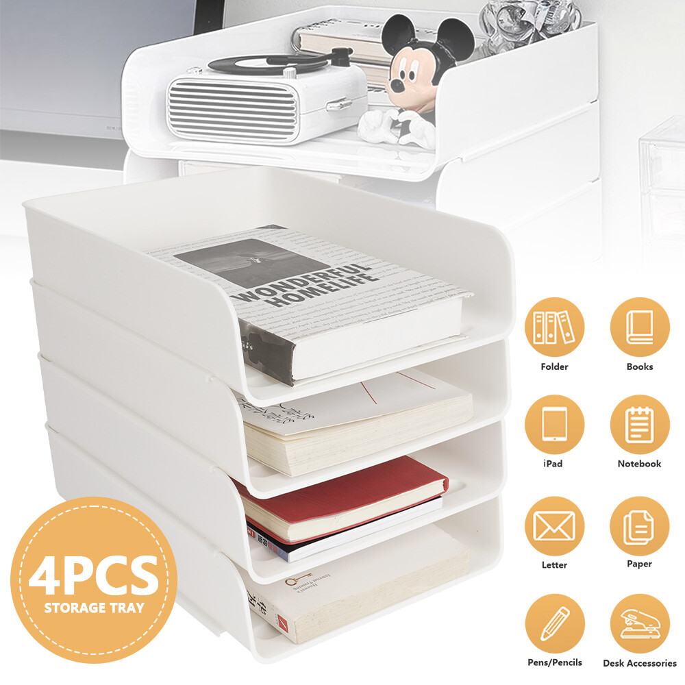 A4 Papier Desktop Aufbewahrungsbox Weiß Vertikal Vierlagig Desktop Organisation