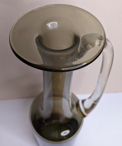 70s Vintage Smoked Glass Jug Pitcher Vase MCM Krosno Polish Mid Century Retro - Picture 2 of 7