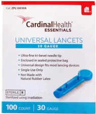 Cardinal Health Essentials Lancets 30 Gauge 10 Boxes 1000 Count Exp. 2025/26