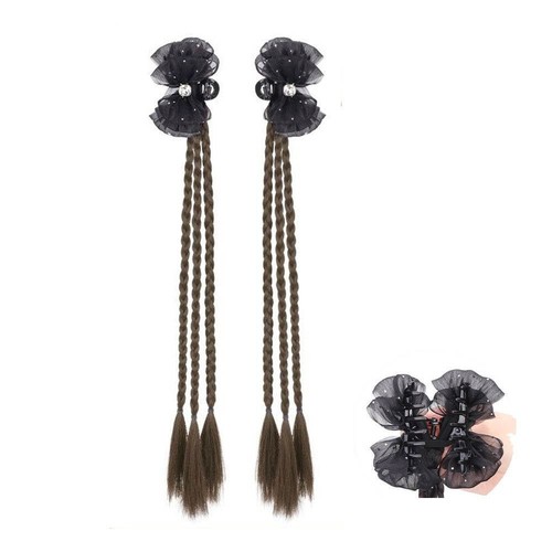 1/2Pcs Twisted Braid Wig Hair Clip Gypsophila Long Pony Tail Hair Accessories - Picture 11 of 18