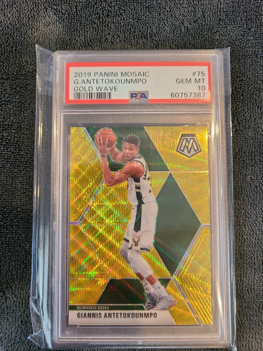 2019 Panini Mosaic Giannis Antetokounmpo Gold Wave PSA 10