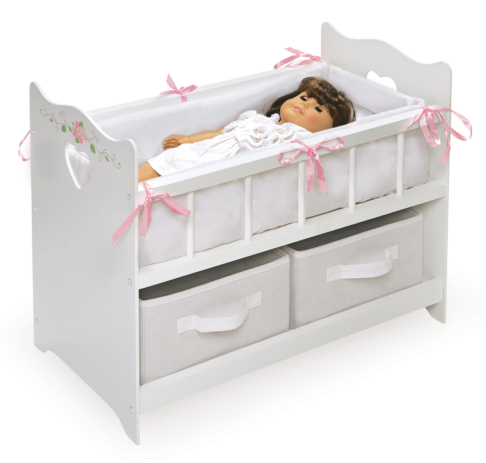 Doll Crib with Two Baskets and Free Personalization Kit