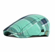  Men's Striped Plaid Newsboy Hat Cabbie Beret Ivy Flat Cap Green Classic