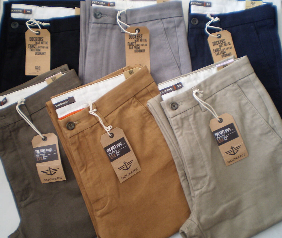 PANTALONES DELANTEROS PLANOS DOCKERS GENUINOS LEVI'S D1 DE AJUSTE DELGADO PANTALONES CHINOS SUAVE | eBay