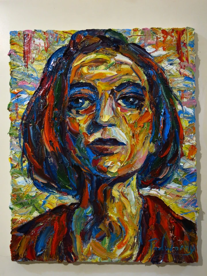NAVAJA PALETA FEMENINA RETRATO ARTE FIRMADO VINTAGE█PINTURA ORIGINAL MODERNA█SIN RESERVA Foto 2 de 4