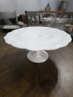 Vintage Indiana Glass Milk Glass Cake Stand in the Teardrop Pattern.