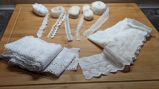 Konvolut Spitzenborte Spitzenband Wäschespitze Lochspitze Bordüren Weiß Vintage