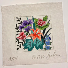 Hand Painted Floral Design 18ct Mono/Plain Weave Square Needlepoint Canvas