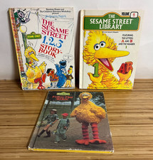 3 VTG - Sesame Street Books - Follow That BIRD-Sesame Street 123 and Library #1