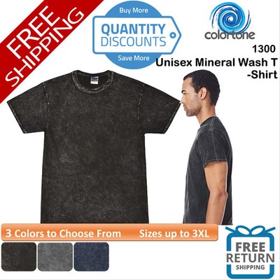   Colortone Men Pre-shrunk Mineral Wash T-Shirt Short Sleeve Up To 3XL 1300