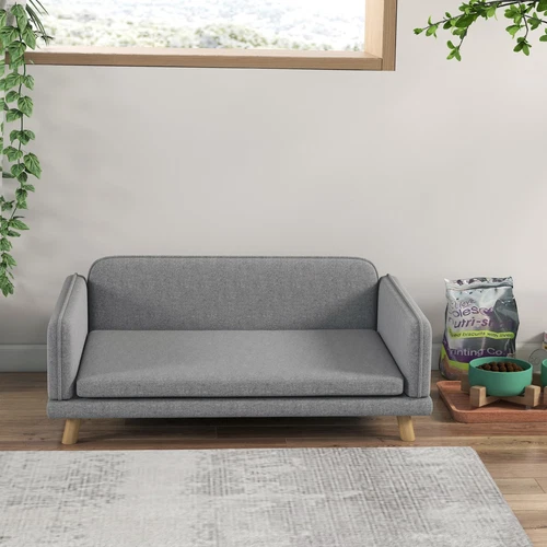 PawHut Dog Sofa Bed with Legs, Water-Resistant Fabric Grey - Picture 8 of 9