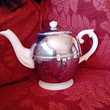 Vintage Heatmaster Regent Balmoral Insulated Tea Pot Ceramic & Chrome 