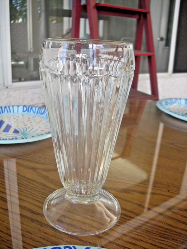 Two Vintage Soda Fountain Milk Shake Glasses are Ribbed, 1950's 7" tall