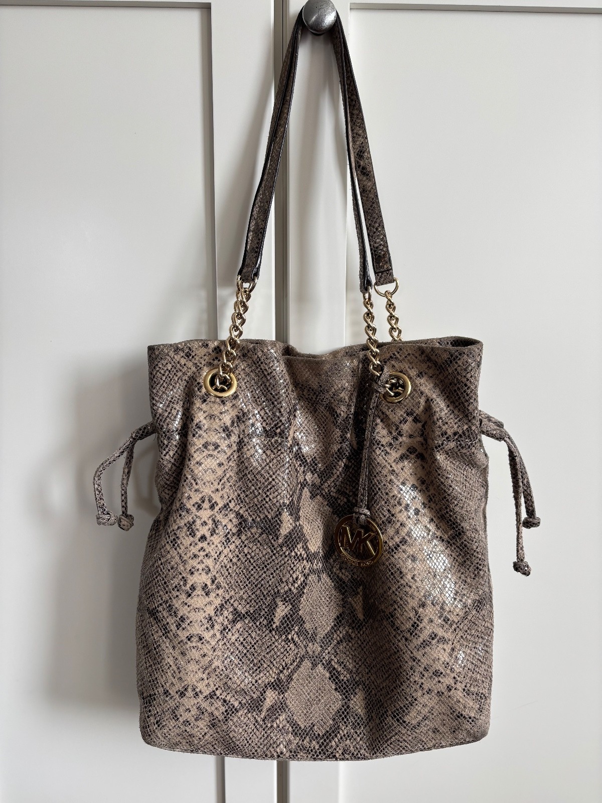 Michael Kors Jet Set Python Chain Suede Leather C… - image 1