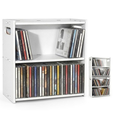 Stackable Double Layer CD Storage Rack, CD Holder for CD Cases, Holds 58 CD C...