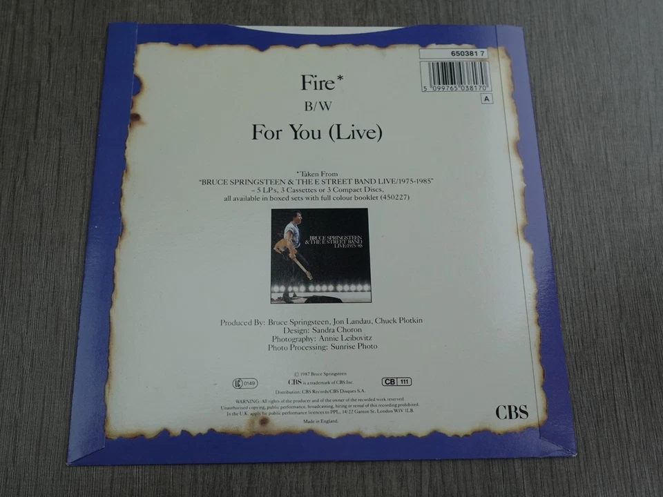 Bruce Springsteen & The E Street Band FIRE 1987 UK 7" P/S PLAYS MINT HEAR - Image 4 of 4