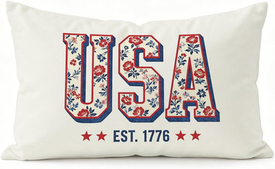 250Th Anniversary of USA Throw Pillow Cover 12X20 Inch,1776 Vintage Floral Ameri