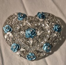 New Silver With Blue Flower Ladies Belt Buckle
